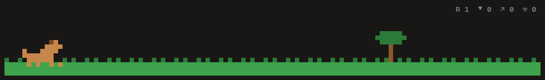 Duck Hunt: a dog in the grass and ducks over a marsh the width of the terminal
