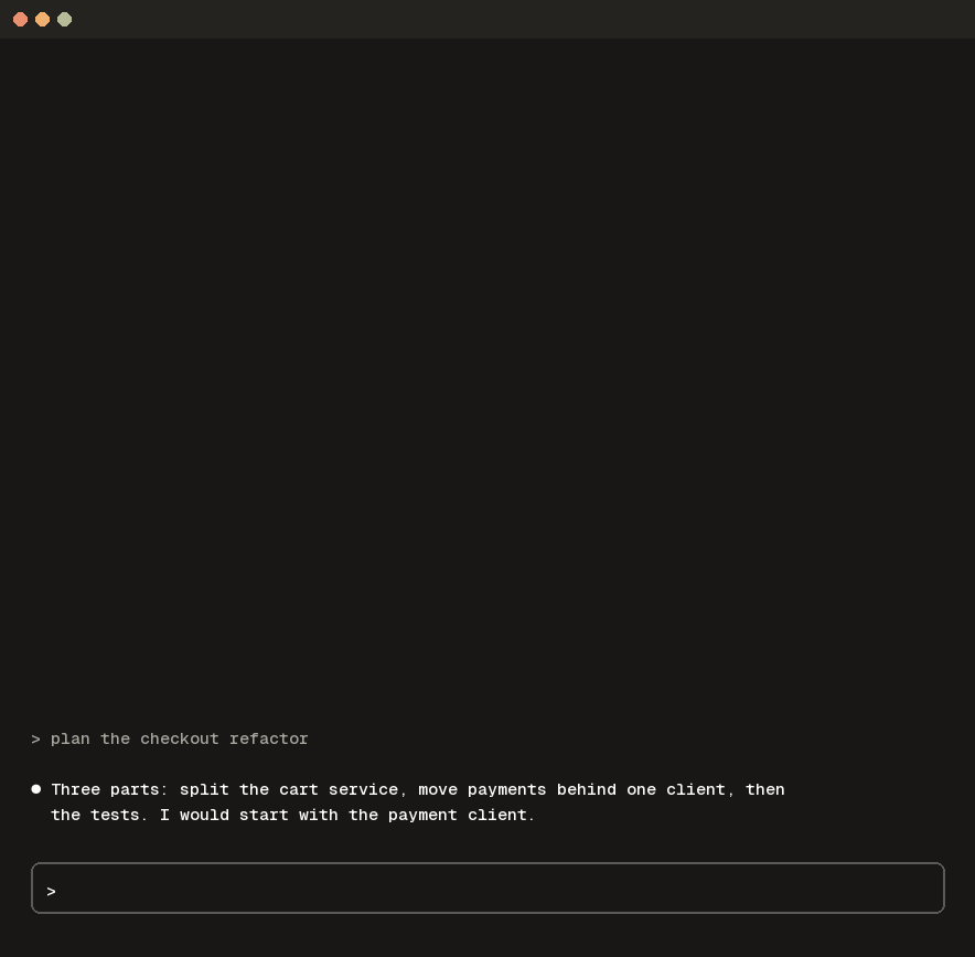 A recording style animation of fork-lineage from /branch to Read: the fork works over several turns, reports after approval, an open parent receives it at once, a closed one finds it waiting (an example session, rendered from the mod's own output)