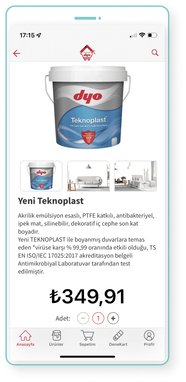 DYO mobile product detail page
