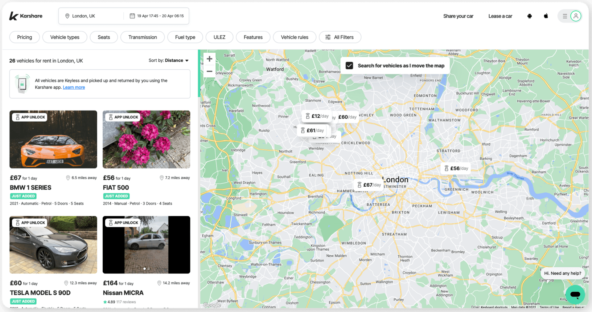 Karshare car search