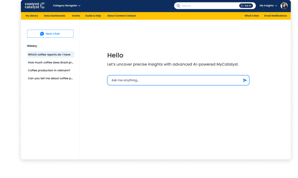 MyCatalyst chat interface embedded in a subscriber portal