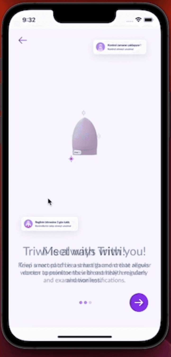 Triwi onboarding animation introducing the wearable device