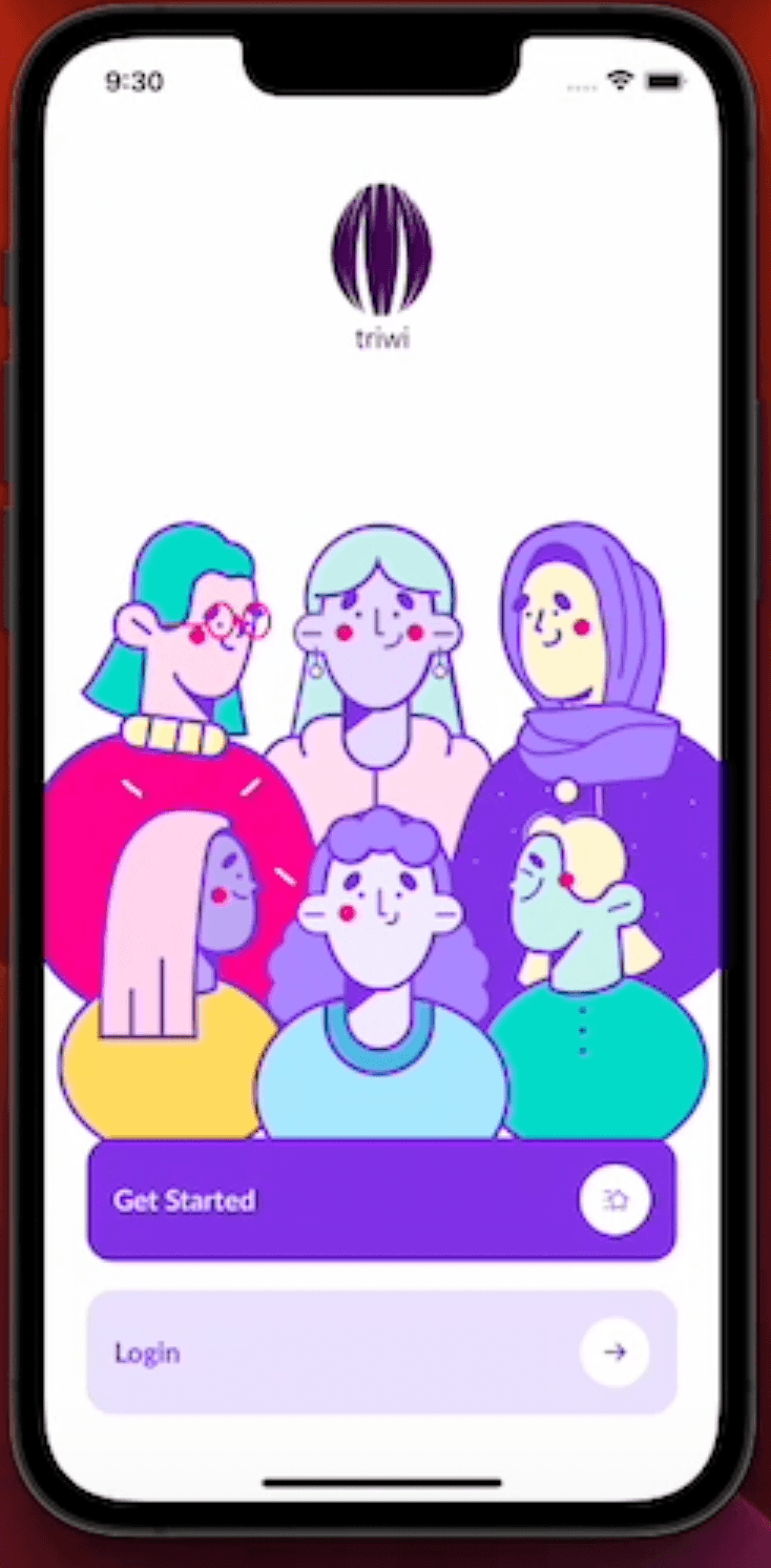 Triwi sign in / sign up screen